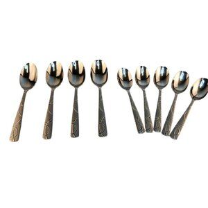 Cambridge Stainless Steel Conquest Pattern Mid-Century Modern Set Of 9 Spoons 2